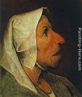 Bruegel Paintings - Portrait of an Old Woman by Pieter the Elder Bruegel